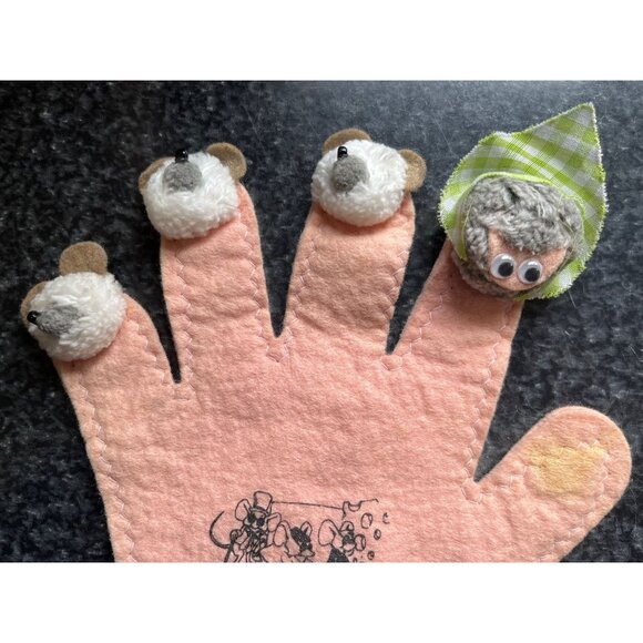 Vtg 1980's Three Blind Mice Hand Puppet Farmer's Wife Nursery Rhyme Pink Hand - Picture 7 of 7